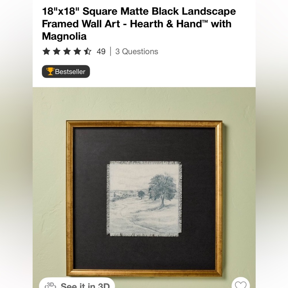 Square Matte Black Landscape Framed Wall Art - Hearth & Hand